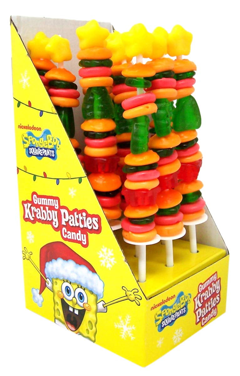 Holiday Christmas Spongebob Squarepants Gummy Krabby Patty Kabobs, 1.5