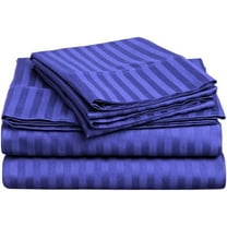 1000 TC SHEET SET !! Sateen Finish Egyptian Cotton !! Striped COLORS - King Size - Striped Colors { Navy Blue }Perfect FIt Pocket 25" Inches By KM LINEN