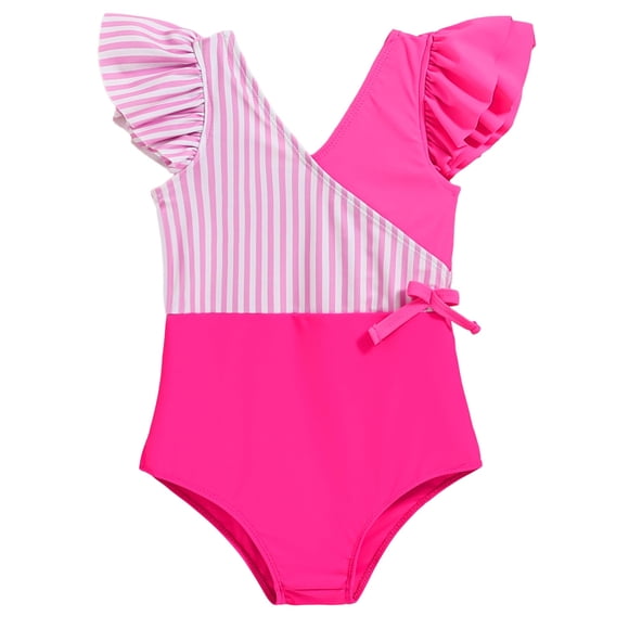 Traje de baño Mioglrie para niñas, de una sola pieza, color rosa, 2T-6T