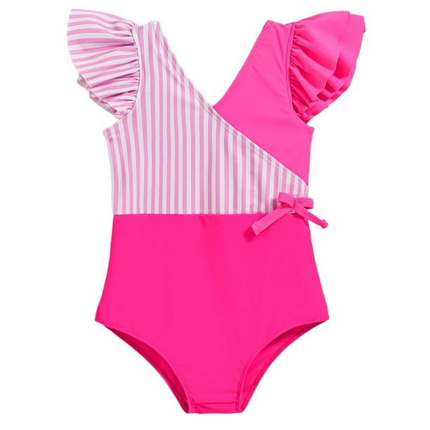 Traje de baño de una pieza para niños pequeños Mioglrie Pink Block T3 T4