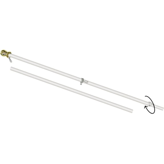 6ft Spinning White No Tangle Spinning Wall Mount Flagpole