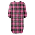 thumbnail image 5 of Women's Casual Dress Long Sleeve Round Neck Plush Flannel Plaid Print Loose Fit Winter Dress for Holiday Season,Hot Pink,M, 5 of 7