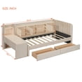 thumbnail image 7 of MODERNLUXE Twin Size Daybed with 2 Drawers, L-Shaped Platform Bed Frame with Storage Shelves,Cabinets & Side Table, Twin Bed for Living Room Bedroom,Beige, 7 of 7