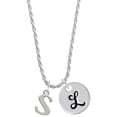 thumbnail image 1 of Delight Jewelry Silvertone Large Initial - S - Silvertone Script Initial Disc - L - Charm Necklace, 20"+3", 1 of 4