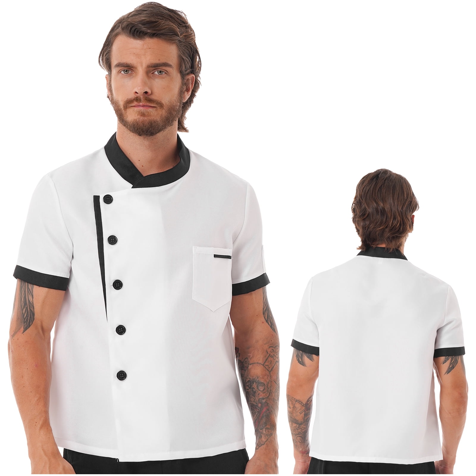 Professinal summer short sleeve colorfast and shrink resistant white jacket  uniform for chef cook baker