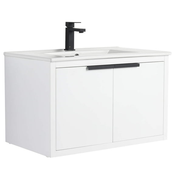 Fine Fixtures Kingsford Vanity 30" Wide With Doors - White - Sink Included