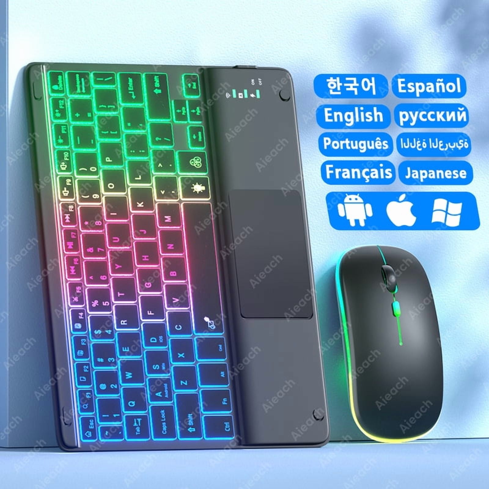 CAOX Bluetooth Wireless Keyboard Backlit with Touchpad Rechargeable 78Keys Portable Travel for iPad iOS/Android/Windows Tablet