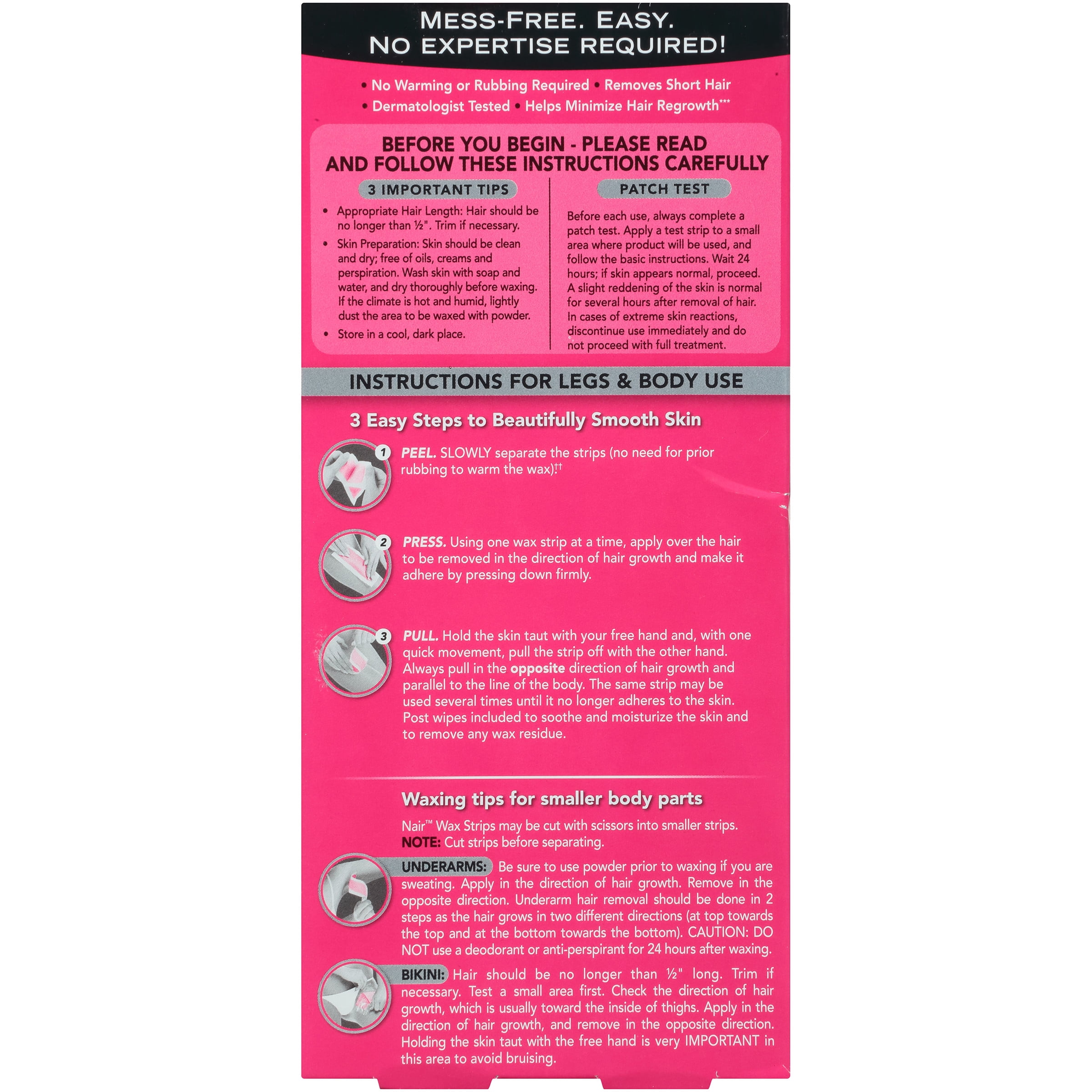 Nair Hair Remover Wax Ready Strips For Legs Body 40 Ct