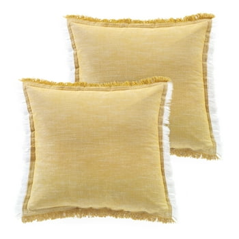 Better Homes & Gardens, Yellow Throw Pillows, Square, 20" x 20", Yellow, 2 Pack