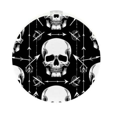

Night Lights Plug Into Wall [2 Pack] Night Light for Kids LED Nightlight with Dusk to Dawn Sensor for Bathroom Decor Children Room Modern Cartoon Tribal Skull Arrow