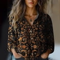thumbnail image 2 of Womens Tops Stylish Print Long Sleeve Cotton Button Blouse Spring Summer Shirts for Women Black L, 2 of 4