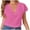 Hot Pink, variant on Women’s Summer Solid Color Linen‑Cotton V Neck Blouse – 65% Cotton 35% Linen Blend, Loose Fit Half Sleeve Top, Breathable Casual Shirt Hot Pink XS