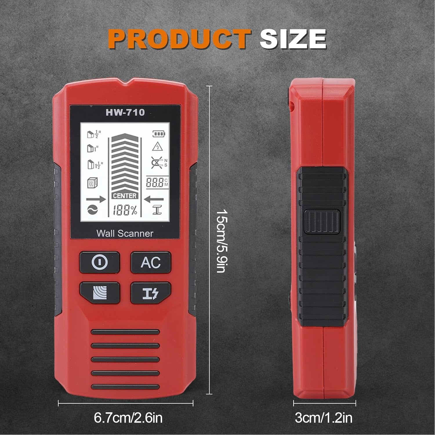 ABPETE Stud Finder, High Sensitivity Metal Detector for Wood AC Live Wire Metal Magnetic Studs Multiple Detection Modes for Any Skill Level (Red)