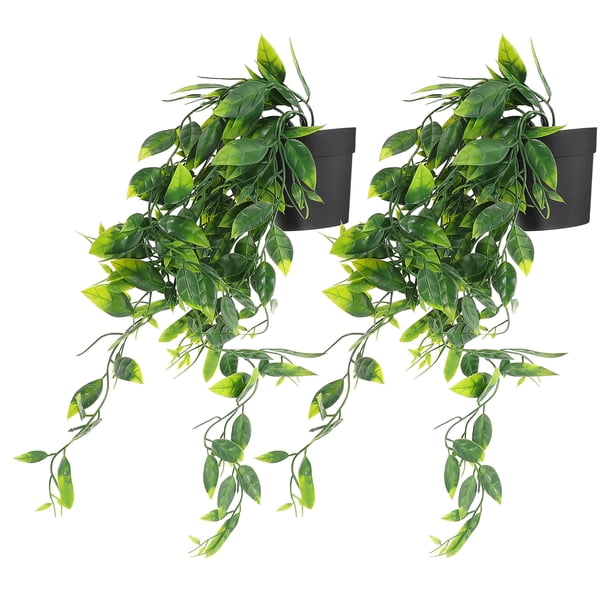 2 plantas artificiales colgantes, realistas, para uso en interiores y exteriores, decoración de bonsái falso.