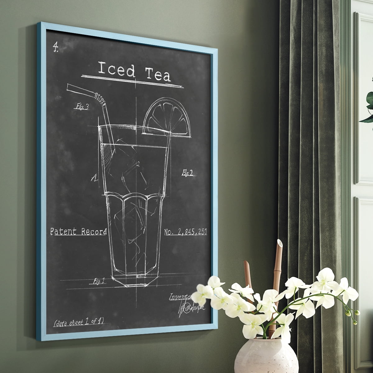 Morning Routine III Framed Print in Blue Solid Wood Framed Print No Nail Hanging