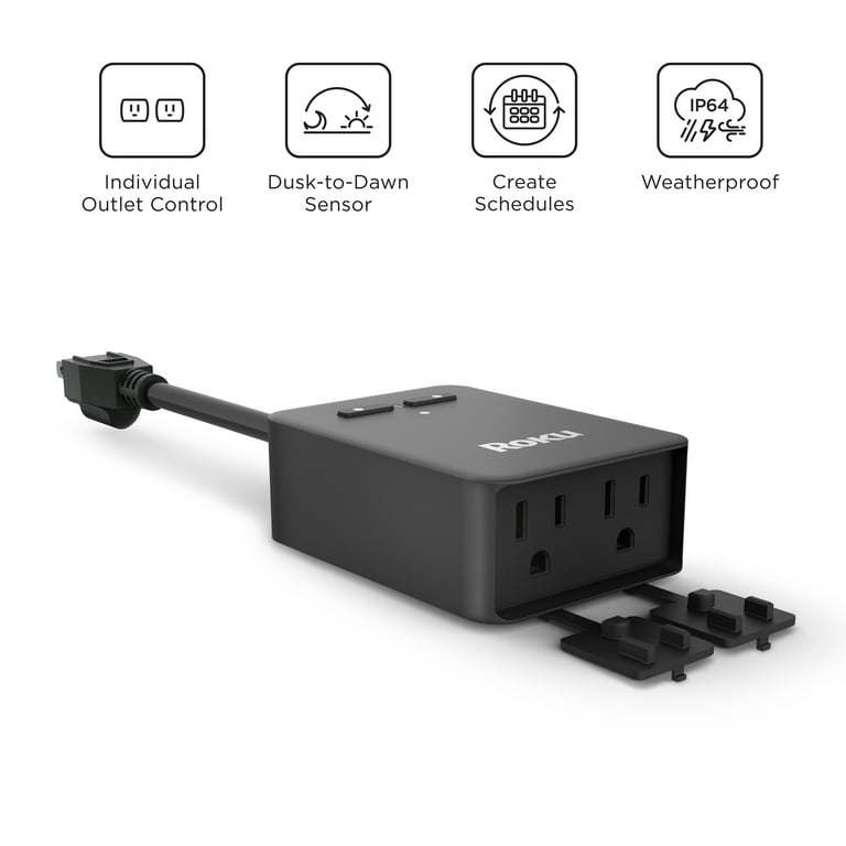 Roku Smart Home Outdoor Smart Plug SE with Custom Scheduling, Independent  Outlets, and IP64 Weather Resistance - 15 Amps