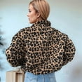 thumbnail image 6 of Women'S Leopard Print Wool Coat Button Down Stand Collar Jacket with Pockets Leopard Print XL, 6 of 9