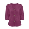 thumbnail image 4 of HUJlwoi Womens Half Sleeve Shirts Button down Casual V Neck Tops Summer Fall T Shirts Basic Trendy Solid Color Ladies Tees, 4 of 6