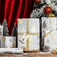 thumbnail image 2 of White Christmas Wrapping Paper, Gold and White Wrapping Paper, Festive Gold Foil Christmas Tree Snowfall Holiday Gift Wrap for Winter Gift Packaging, Vacations (Mini Roll, 17 Inch X 33 Feet), 2 of 14