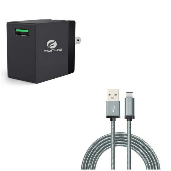 USB 18W Fast Home Charger w Power Cord Type-C 6ft USB Cable M1D for Samsung Galaxy Tab S5e 10.5 S4 10.5 Note 10 Plus A 10.1 (2019) Fold A20 A10e - Sony Xperia 5 10 Plus 1 - Xiaomi Redmi Note 7