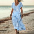 thumbnail image 2 of JSheng Women's Summer Casual Printed Dress Fashionable Short Sleeved V-neck Printed Comfortable Maxi Dress Multicolor XXL, 2 of 5