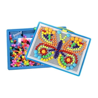 Fun Express Stack It High! Pegs and Foam Peg Board - 186 Pieces -  Educational and Learning Activities for Kids