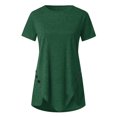 thumbnail image 3 of asdoklhq Womens Plus Size Clearance,Women Ladies Button Print Round Neck Short Sleeve Irregular T-shirt Blouse Tops, 3 of 5