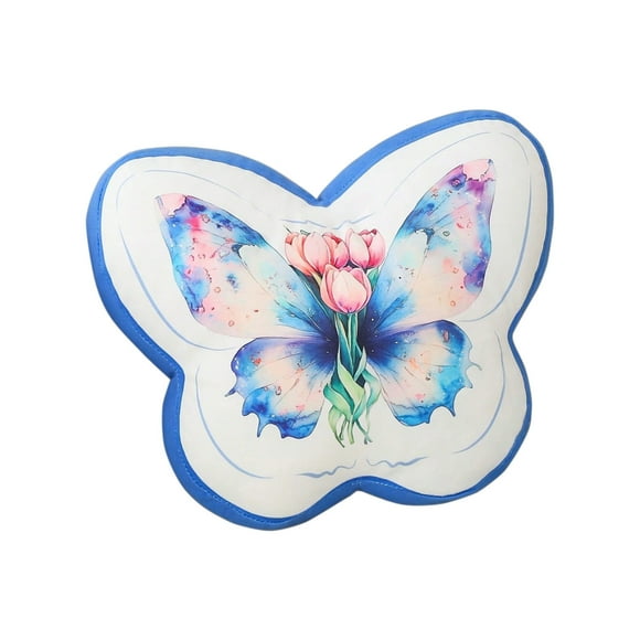 SLYNSHome Butterflies Shaped Throw Pillow Blue Butterfly Throw Cushion for Couch Soft Plush Pillows for Spring Home Farmhouse Bedroom Living Room Decor