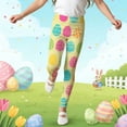 thumbnail image 3 of Tiijoy Little Girls Easter Leggings Eggs Print Stretchy Casual Tights for Kids, Sizes 3-14, 3 of 4