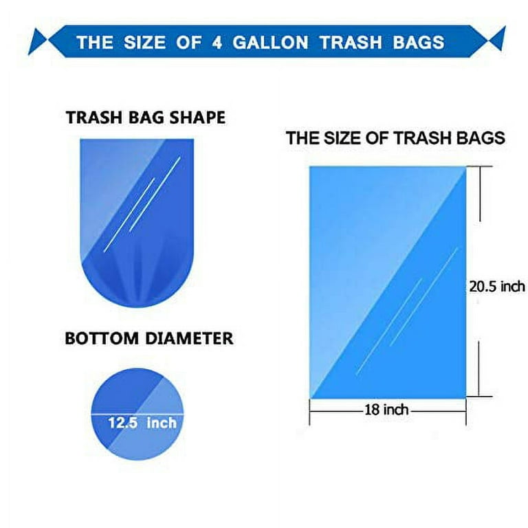 4 Gallon (15 Liter) Trash Bag (400 Count) Small Bathroom 4 Gallon Garbage  Bags Clear Plastic Wastebasket Trash Can Liners for Home and Office Bins