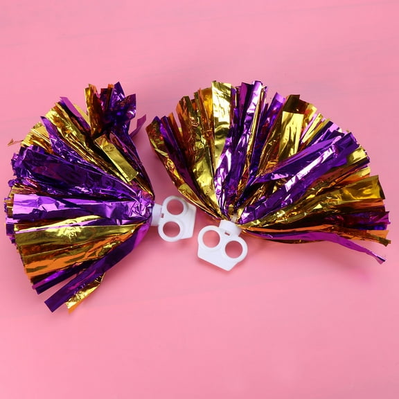 WEUVEB 2Pcs Cheerleader Pompoms Purple Gold 30cm for Cheerleading Kit Cheerleader Accessories