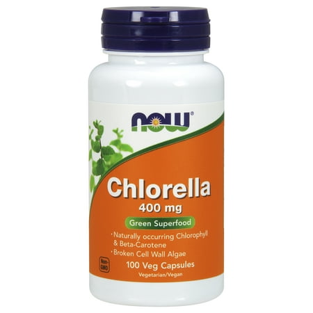NOW Supplements, Chlorella 400 mg with naturally occurring Chlorophyll, Beta-Carotene, mixed Carotenoids, Vitamin C, Iron and Protein, 100 Veg