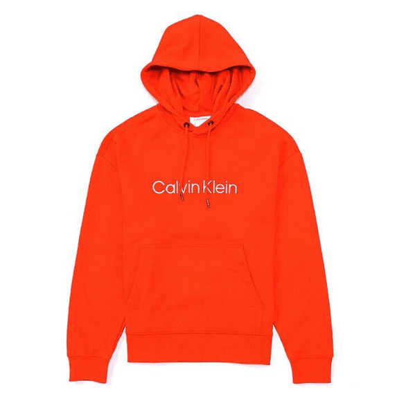 Calvin Klein Men Relaxed Fit, Front Logo French Terry Hoodie Orange, 2XL