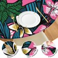 thumbnail image 4 of Floral polyester tablecloth with elastic fit for round tables, water-repellent fabric, fits 44-52 inch, large size, 4 of 7