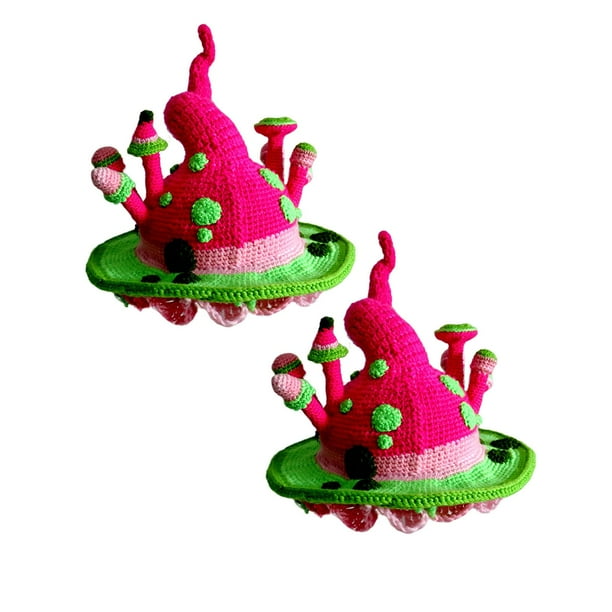 2 piezas de sombreros de pescador de ganchillo con motivo de setas, sombreros de pescador con motivo Niño