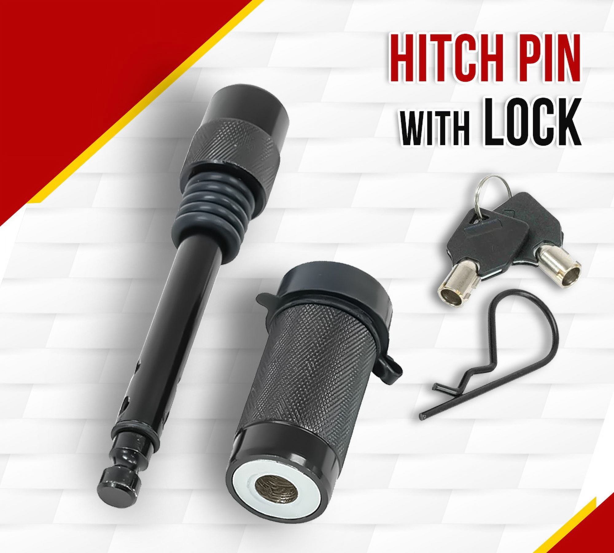 (2 Pack) 5/8" Hitch Pin w/Lock Keyed Differently, Fits 2-1/2" Receiver | Trailer Hitch Receiver Pin Lock for Hitch Bike Rack Tray Ball Tow Rope for Trailer Truck Car Boat (2 Keys/Pin)