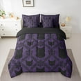 thumbnail image 2 of Feelyou M,ystic Purple Damask Bedding Comforter Set 7pcs, Western Gothic Cat King Bedding Sets, Bohemian Floral Flower Reversible Bed Sheets, Ultra Soft Bedroom Decor, 2 of 7