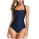 thumbnail image 1 of YUEHAO Trajes de baño para mujer Traje de baño de una pieza Push Up Acolchado Bikini Traje de baño Monokini (Azul oscuro S), 1 of 8