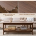 thumbnail image 5 of Foreate 47.2" Boho Coffee Table with Solid Wood Legs, Rattan Coffee Center Table with PE Rattan Storage Shelf, Mid Century Modern Rectangle Center Table for Living Room, Walnut, 5 of 7