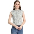 thumbnail image 1 of Blusas Elegante Sin Mangas Vintage De La Década De 1950 Con Volantes Para Oficina De Negocios Para Mujer Allegra K Blanco-Floral XL, 1 of 4