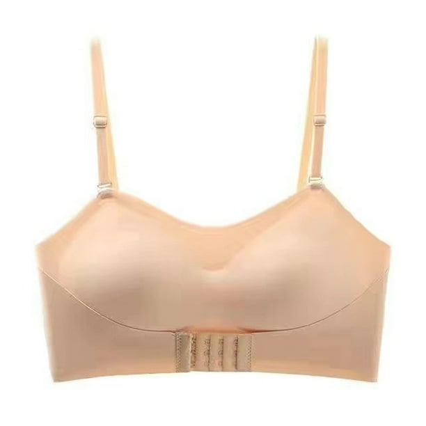 Sujetador de elevación con hebilla frontal sin tirantes de lencería para mujer, sujetador bandeau push up invisible antideslizante - Color de piel