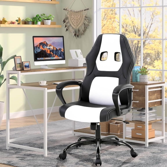 XF XINFENG Gaming Chair, Ergonomic Desk Chair with Adjustable Backrest&Height, Breathable Racing Style Computer Chair for Office, Study, and Gaming, Ideal for Gamer, Student, and Remote Worker(White)