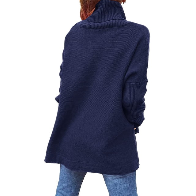Suéter con manga de murciélago, suéter de cuello alto de gran tamaño para mujer Suéter de cuello alto para mujer Suéter de cuello alto de gran tamaño Durabilidad probada en el tiempo
