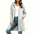 thumbnail image 4 of Mock Neck Sweatshirt for Women Drawstring Button Down Loose Long Sleeve Casual Solid Color Mid Length Hoodie Coat with Pockets 2XL, 4 of 8