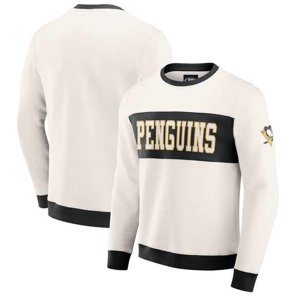 Men's Darius Rucker Collection by Fanatics Cream Pittsburgh Penguins Colorblock Pullover Sweatshirt