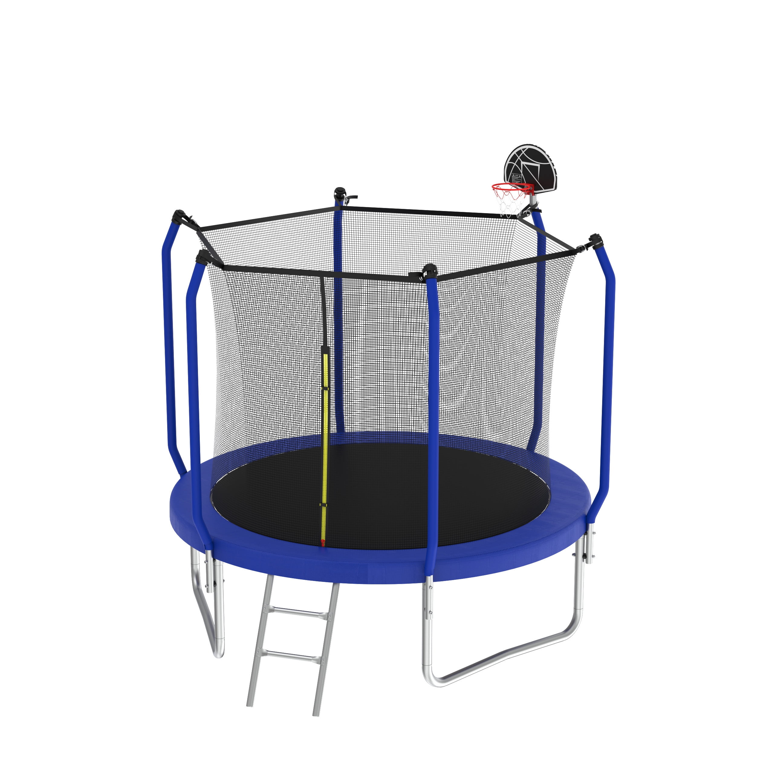Soges 8FT Trampoline with Basketball Hoop, Reinforced Outdoor Trampoline with Enclosure Net, 1000LBS Capacity for 2-3 Kids