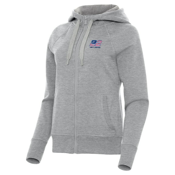 Women's-Antigua  Heather Gray Joey Logano Victory Full-Zip Hoodie
