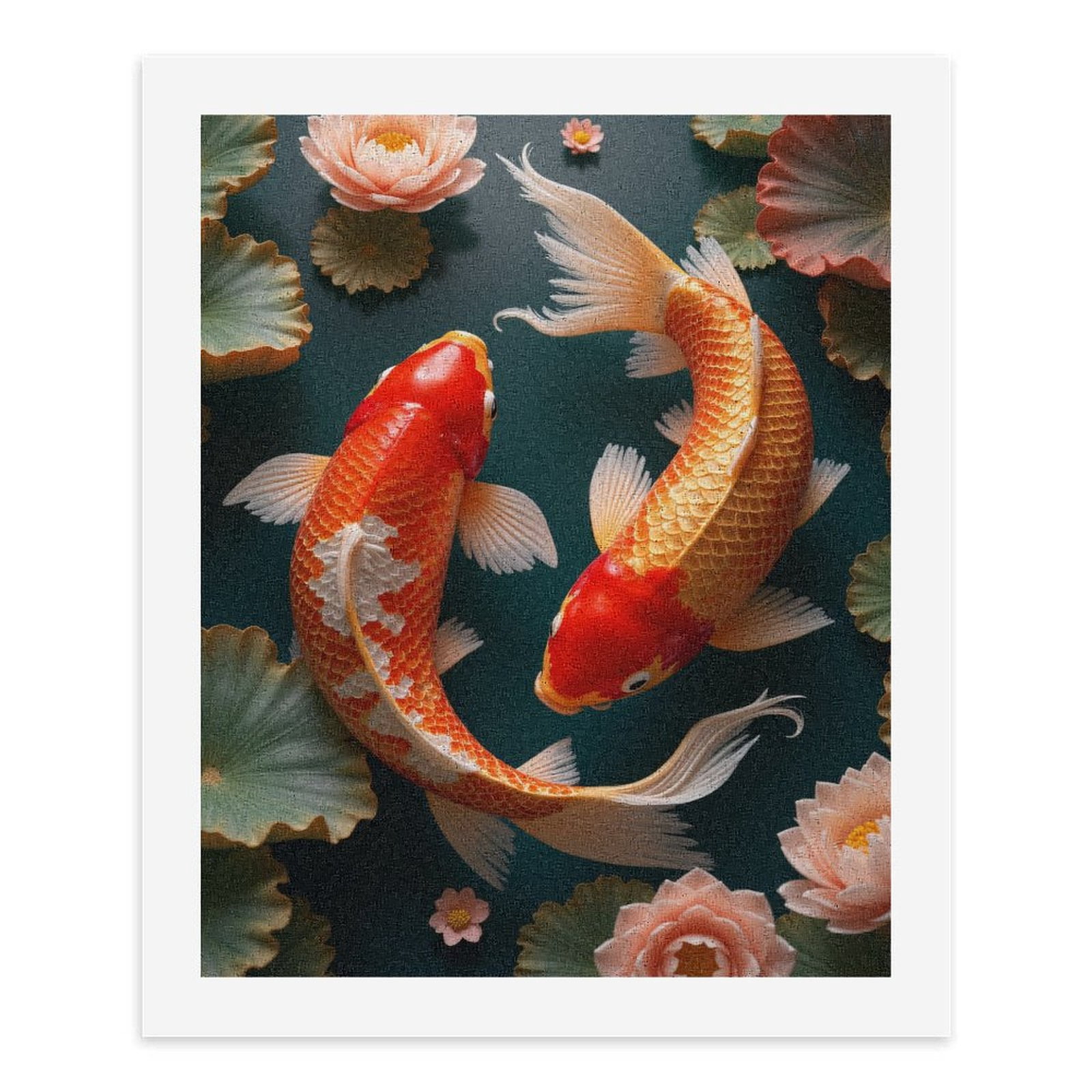 Paint By Numbers Kit for Adults Beginner - DIY Koi Fish Lotus Pond Art Canvas Painting Kits for Adults, Frameless Paint By Number for Adults for Home Wall Decor 16x20 Inch