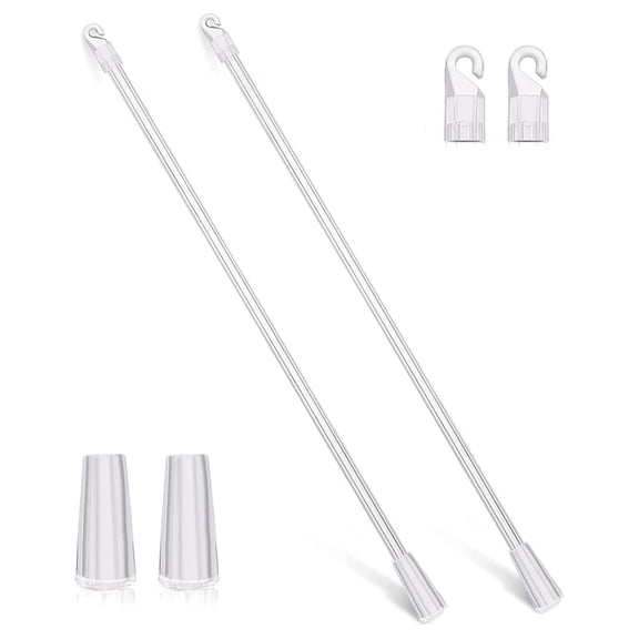 Tutuviw Blind Wand Vertical Blinds Replacement Parts,2PCS White Fiberglass Blinds Stick Replacement with Hook and Handle Curtain Stick Blind Tilt Wand for Window Opener Accessory (12 Inch)