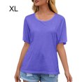 thumbnail image 1 of Camiseta de mujer de manga corta con cuello redondo Sexy Hollow Summer Loose Top, Azul, XL Noticed AP001234-08, 1 of 7